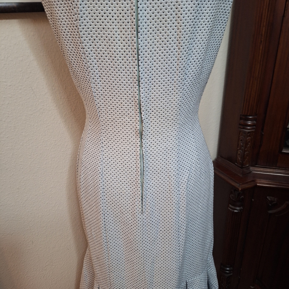 Vintage Light Blue Sleeveless Midi Dress with Ruffle Hem Sz M - Picture 3 of 11
